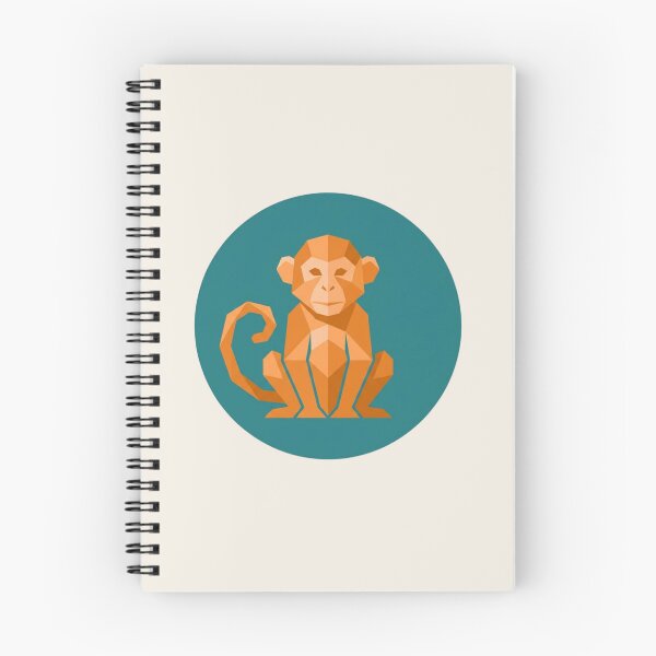 Item preview, Orange Monkey in Turquoise Circle Picture – Polygonal Animal Poster for Home Decor and Children's Gift designed and sold by bsbd-action.