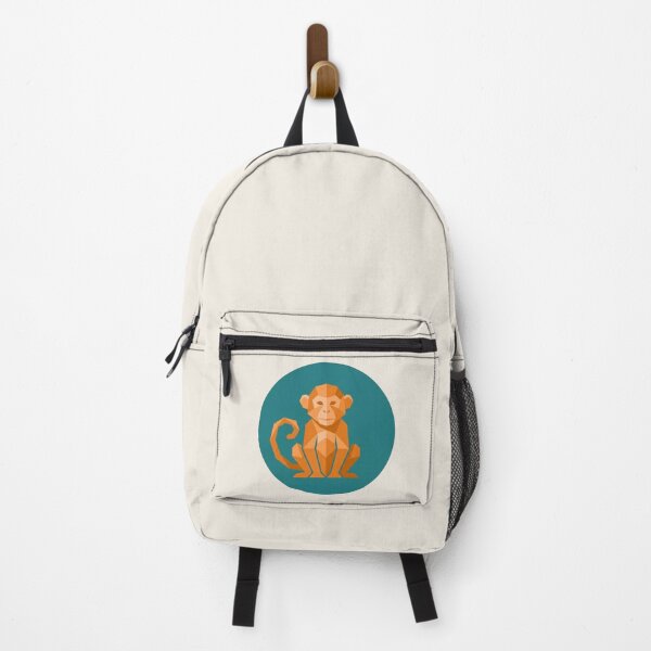 Item preview, Orange Monkey in Turquoise Circle Picture – Polygonal Animal Poster for Home Decor and Children's Gift designed and sold by bsbd-action.