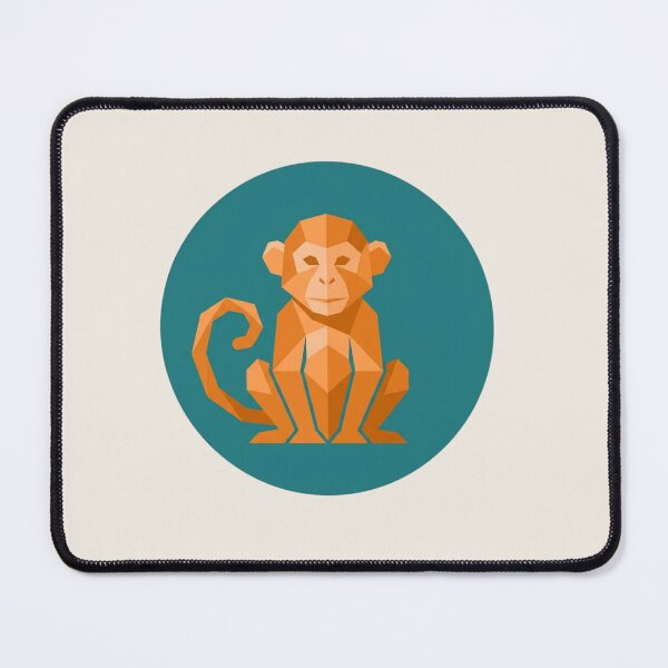 Item preview, Orange Monkey in Turquoise Circle Picture – Polygonal Animal Poster for Home Decor and Children's Gift designed and sold by bsbd-action.