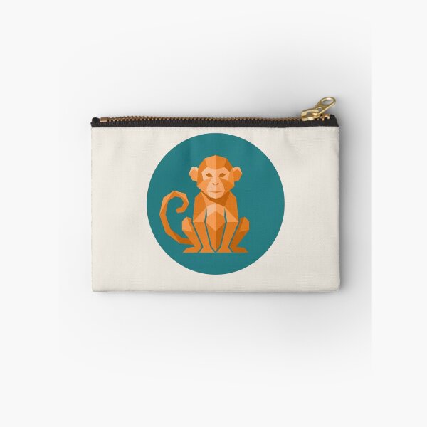 Item preview, Orange Monkey in Turquoise Circle Picture – Polygonal Animal Poster for Home Decor and Children's Gift designed and sold by bsbd-action.