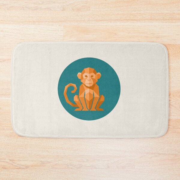 Item preview, Orange Monkey in Turquoise Circle Picture – Polygonal Animal Poster for Home Decor and Children's Gift designed and sold by bsbd-action.