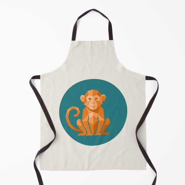 Item preview, Orange Monkey in Turquoise Circle Picture – Polygonal Animal Poster for Home Decor and Children's Gift designed and sold by bsbd-action.
