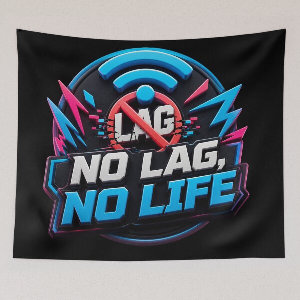 Item preview, No Lag No Life – Gamer Neon WiFi Funny Gaming Slogan Design designed and sold by MartBook.
