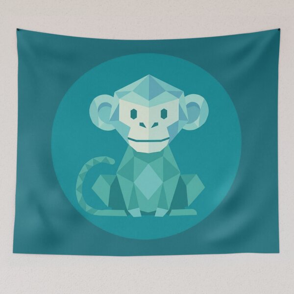 Item preview, Cute Light Blue Monkey Sticker – Low Poly Kawaii Illustration for Kids and Animal Lovers designed and sold by bsbd-action.