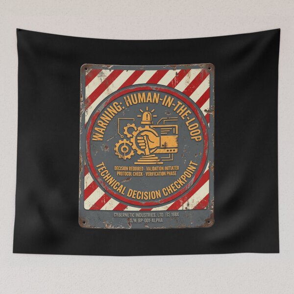 Item preview, Retro Industrial Safety Warning Human Loop designed and sold by CRAZY&ART.