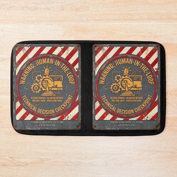 Item preview, Retro Industrial Safety Warning Human Loop designed and sold by CRAZY&ART.