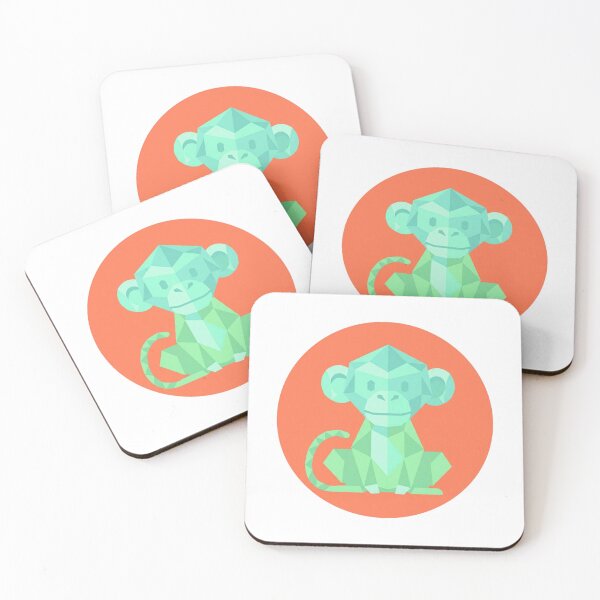 Item preview, Pastel Monkey with Coral Background Mug – Contrasting Geometric Design for Birthday and Office Gift designed and sold by bsbd-action.