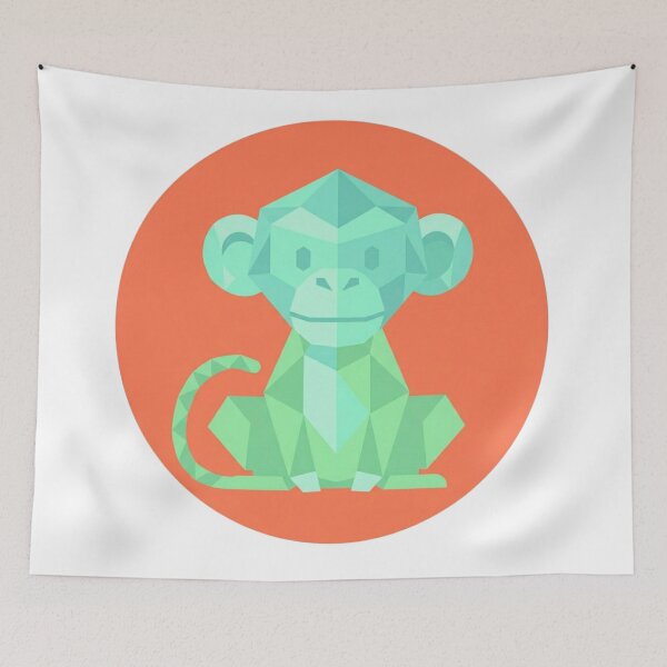 Item preview, Pastel Monkey with Coral Background Mug – Contrasting Geometric Design for Birthday and Office Gift designed and sold by bsbd-action.