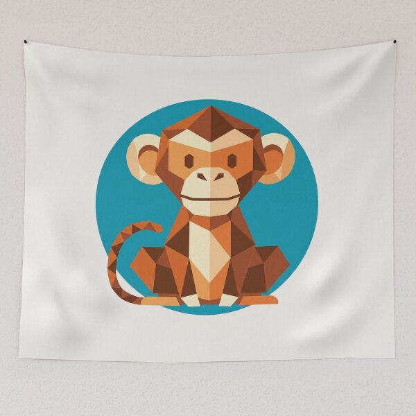 Item preview, Classic Geometric Brown Monkey Sweatshirt – Low Poly Traditional Animal Illustration for Christmas Gift designed and sold by bsbd-action.