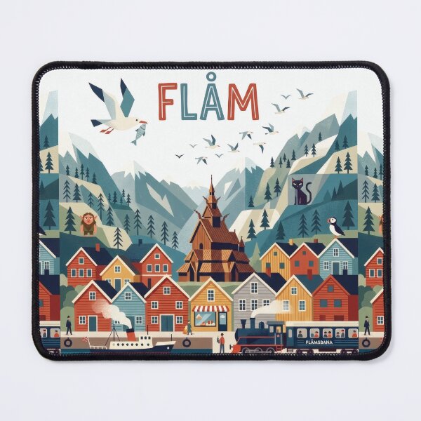 Item preview, Flam Norway Fjord Illustration Scandinavian  Art designed and sold by Witsprings.