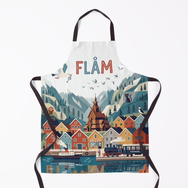 Item preview, Flam Norway Fjord Illustration Scandinavian  Art designed and sold by Witsprings.