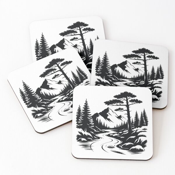 Item preview, mountain view with river tree designed and sold by Victoria-Cave.