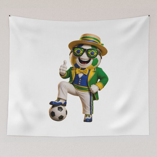 Item preview, Brazil Soccer Mascot Carnival Football Cartoon Graphic designed and sold by ArtSpark Studio.
