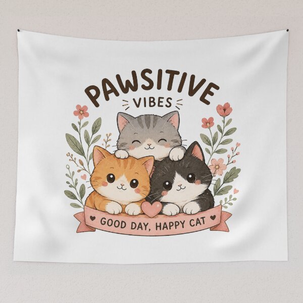 Item preview, Cute Kawaii Cats – Pawsitive Vibes Pastel Cat Design designed and sold by Jankes88.