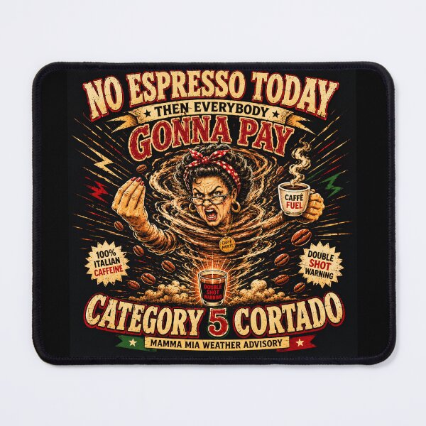 Item preview, No Espresso Today Then Everybody Gonna Pay - Funny Italian Coffee Shirt designed and sold by NinaJG007.