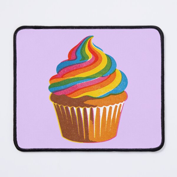 Item preview, Risograph Print Rainbow Swirl Icing Cupcake designed and sold by TackyTime.