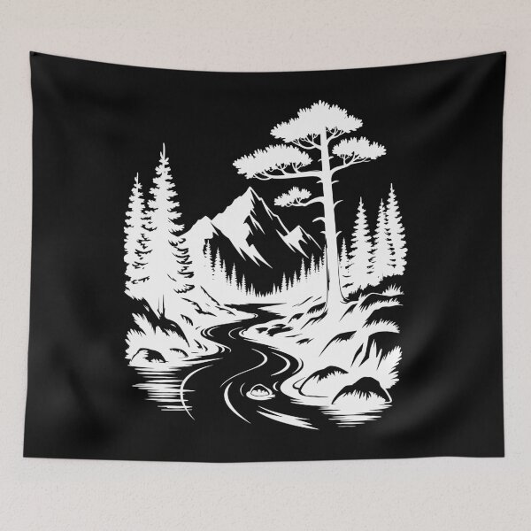 Item preview, mountain view with river tree beatiful gift designed and sold by Victoria-Cave.