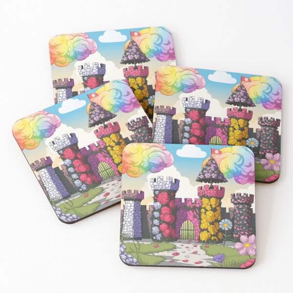 Item preview, Floral Pattern Castle Gate – Fantasy Bastions with Rainbow Clouds designed and sold by EmeraldeaArt.