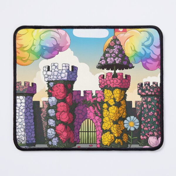 Item preview, Floral Pattern Castle Gate – Fantasy Bastions with Rainbow Clouds designed and sold by EmeraldeaArt.