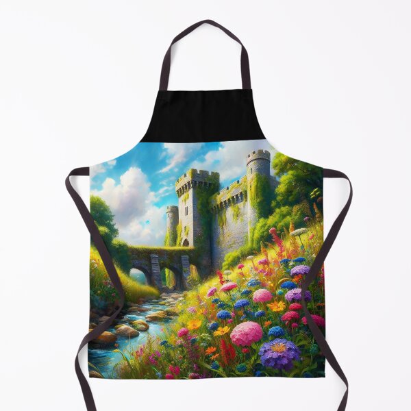 Item preview, Floral Fantasy Castle Trench – Bastions Beside Water Illustration designed and sold by EmeraldeaArt.