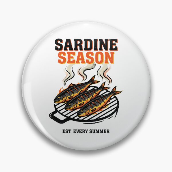 Item preview, Sardine Season BBQ Retro Poster — Grilled Fish Graphic Art designed and sold by MarkymarkF.