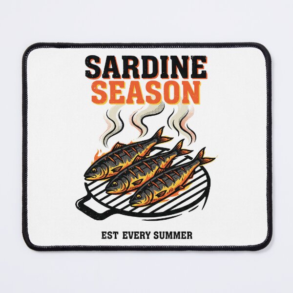 Item preview, Sardine Season BBQ Retro Poster — Grilled Fish Graphic Art designed and sold by MarkymarkF.