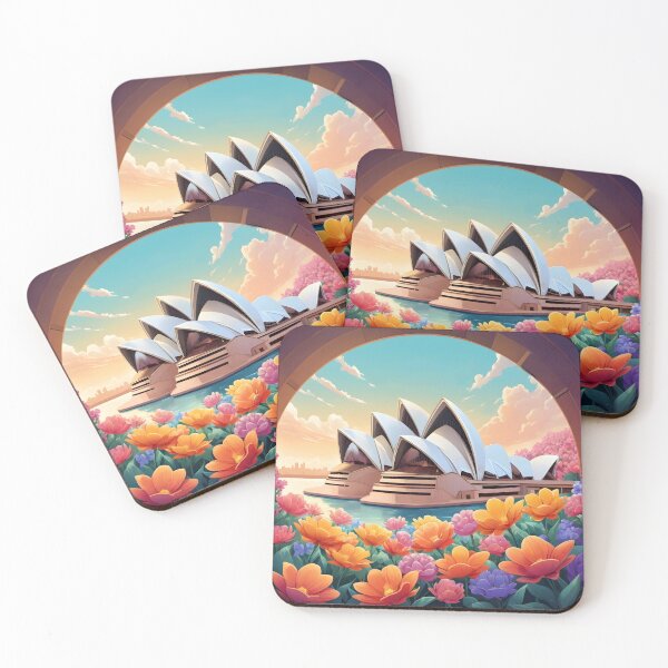 Item preview, Sydney Opera House Illustration – Floral Foreground Digital Art Scene designed and sold by EmeraldeaArt.