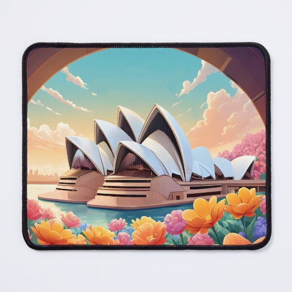 Item preview, Sydney Opera House Illustration – Floral Foreground Digital Art Scene designed and sold by EmeraldeaArt.