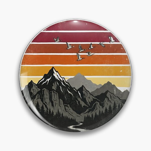Item preview, Retro Mountain Wilderness Sunset Distressed Badge designed and sold by InfiniteOrbit.