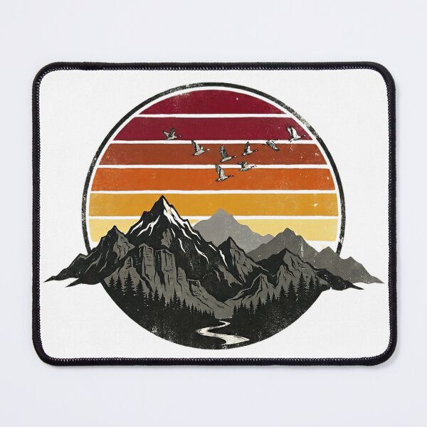 Item preview, Retro Mountain Wilderness Sunset Distressed Badge designed and sold by InfiniteOrbit.