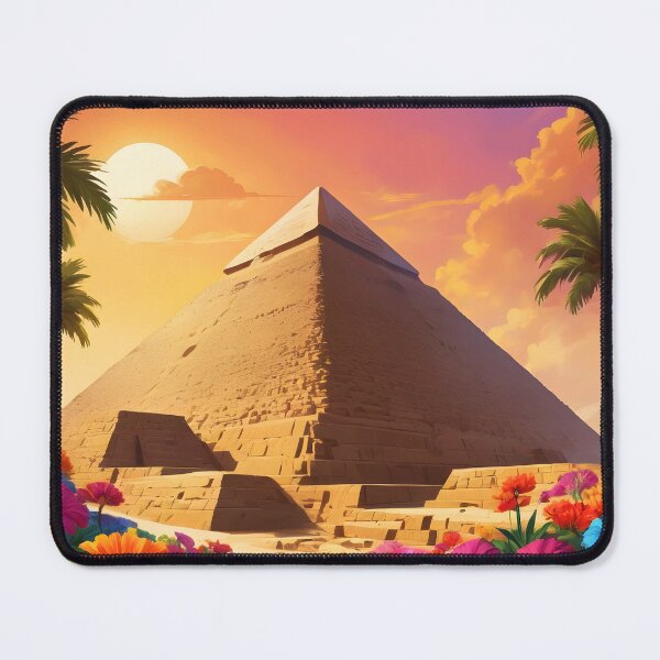 Item preview, Egyptian Pyramid Illustration – Floral Foreground with Palm Trees Fantasy Scene designed and sold by EmeraldeaArt.