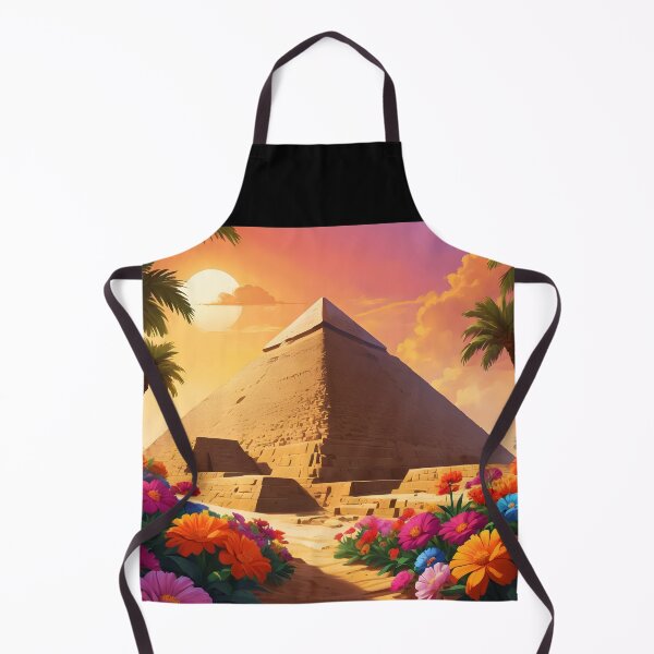 Item preview, Egyptian Pyramid Illustration – Floral Foreground with Palm Trees Fantasy Scene designed and sold by EmeraldeaArt.