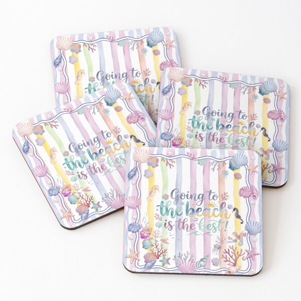 Item preview, Watercolor Whimsical Beach Day Quote Art: Shells & Seahorses designed and sold by VibranPalette.