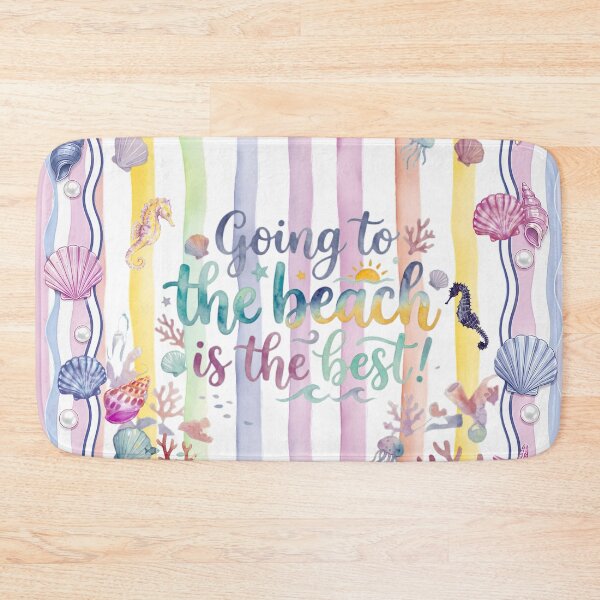 Item preview, Watercolor Whimsical Beach Day Quote Art: Shells & Seahorses designed and sold by VibranPalette.