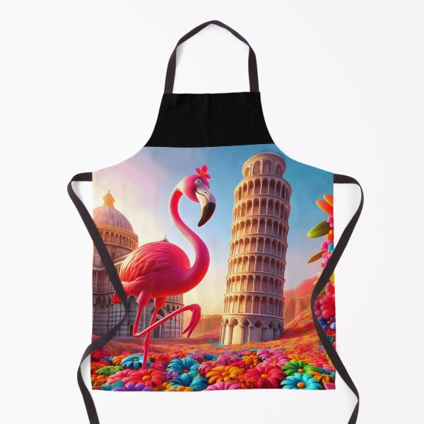 Item preview, Leaning Tower of Pisa Cartoon – Cute Flamingo Floral Fantasy Illustration designed and sold by EmeraldeaArt.