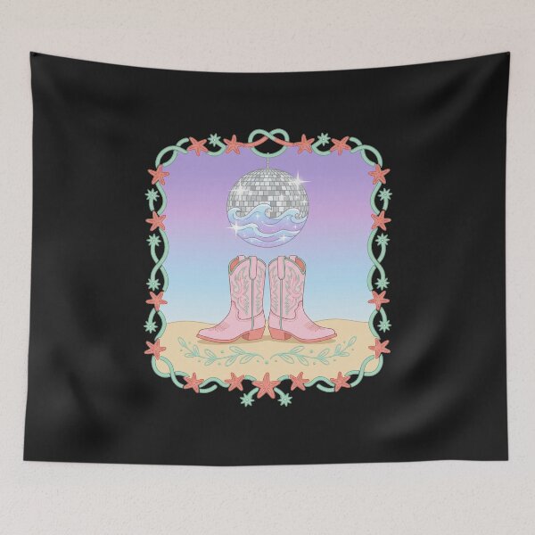 Item preview, Disco Ball Cowboy Boots Sunset Wave designed and sold by CRAZY&ART.