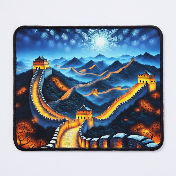 Item preview, Great Wall of China Digital Art – Epic Ancient Landscape Illustration designed and sold by EmeraldeaArt.
