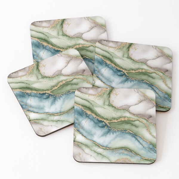 Item preview, Elegant Ocean Agate with Gold Veins - Coastal Marble designed and sold by Ed & Harmony.