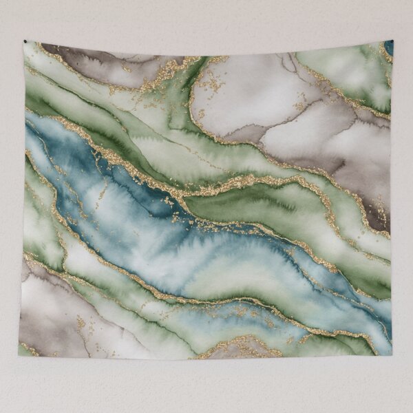 Item preview, Elegant Ocean Agate with Gold Veins - Coastal Marble designed and sold by Ed & Harmony.