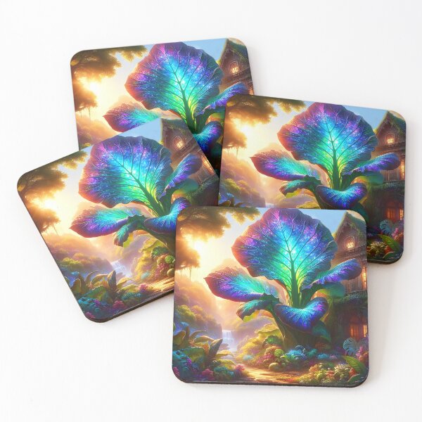 Item preview, Giant Elephant Ear Plant Garden – Fantasy House Scene with Lush Tropical Foliage designed and sold by EmeraldeaArt.