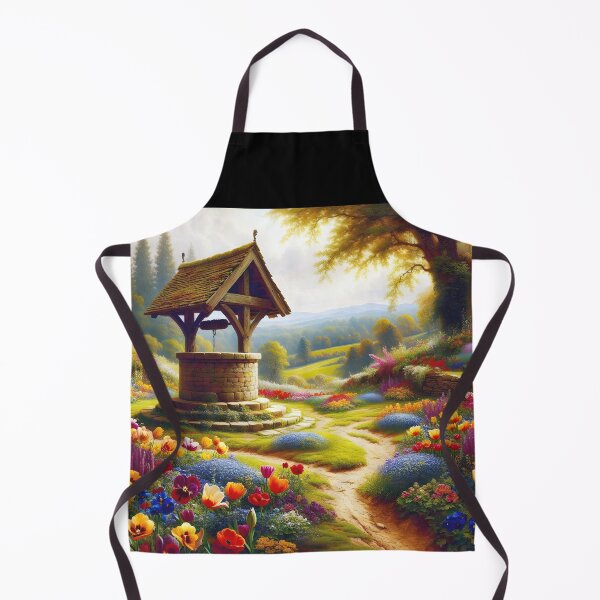 Item preview, Old Stone Well – Summer Garden Blooming with Colorful Flowers designed and sold by EmeraldeaArt.