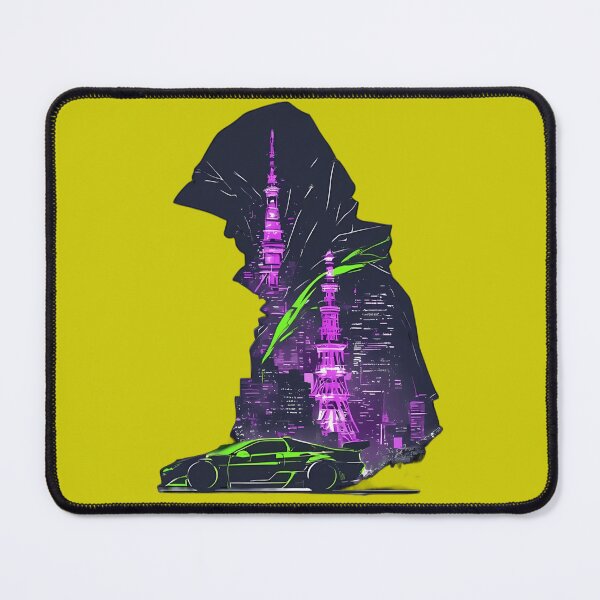 Item preview, Cyberpunk Neon Shadow - Retro Futuristic Sports Car and City Silhouette designed and sold by kanjxtan.