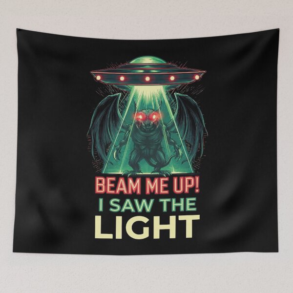 Item preview, Mothman Alien Abduction Beam Me Up Retro UFO designed and sold by Cosmic Cactus.