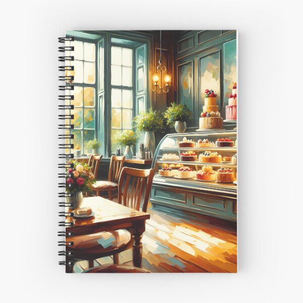 Item preview, Cafeteria Parlor Interior – Cozy Tables with Cakes and Warm Vintage Atmosphere designed and sold by EmeraldeaArt.
