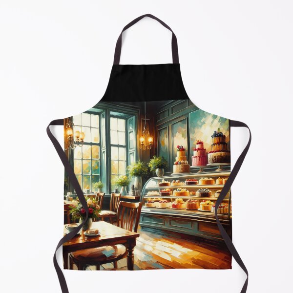 Item preview, Cafeteria Parlor Interior – Cozy Tables with Cakes and Warm Vintage Atmosphere designed and sold by EmeraldeaArt.