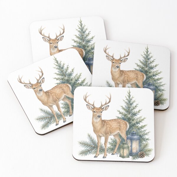 Item preview, Watercolor Woodland Deer and Lantern Art designed and sold by Wild Whimsy Studio.