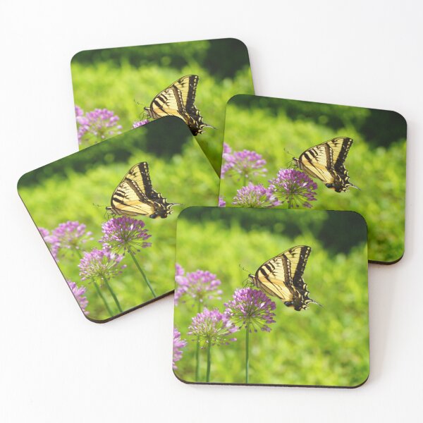 Item preview, Once Upon a Flutter - Tiger Swallowtail Yellow and Black Butterfly Rests Upon an Allium designed and sold by Loveisthebtwd.