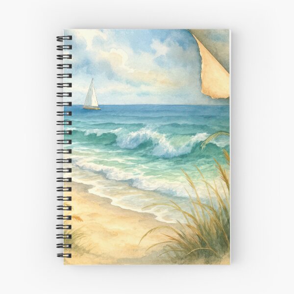 Item preview, Seashore Watercolor Scene with Sailboat designed and sold by Maria Dryfhout.