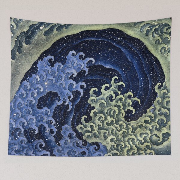 Item preview, Feminine Wave - Japanese Art - Cosmic Wave Watercolor Ocean Art for Fantasy Decor Lovers designed and sold by RickE.