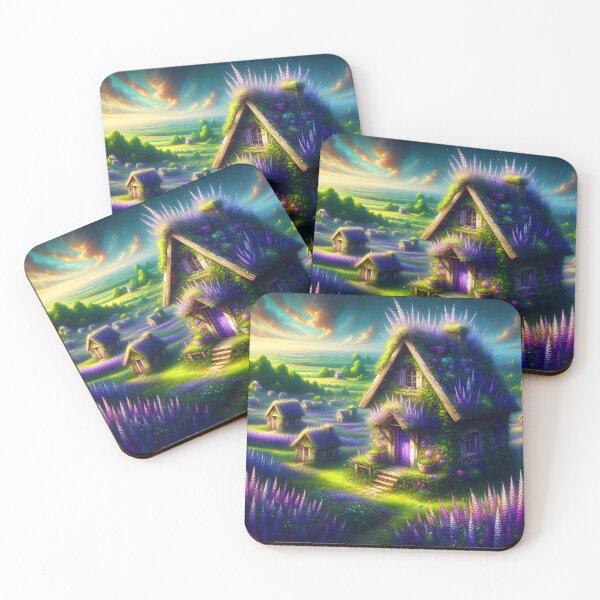 Item preview, Lavender Overgrown Countryside Home – Purple Dream Fantasy Cottage Scene designed and sold by EmeraldeaArt.